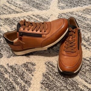 Paul Green Brown Leather Sneakers with Zipper